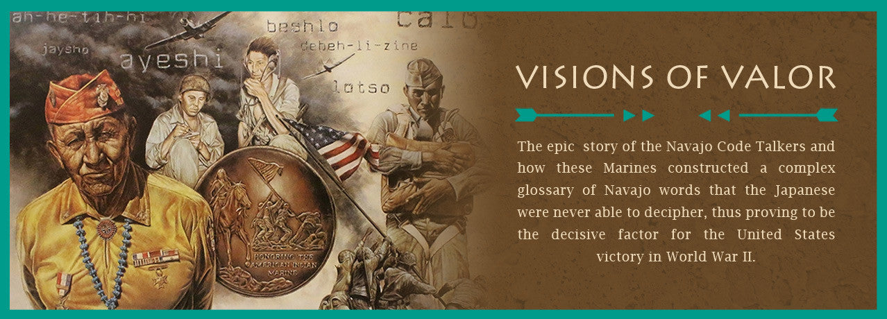 See David Behrens' tribute to the Navajo Code Talkers of WWII in his Visions of Valor artwork